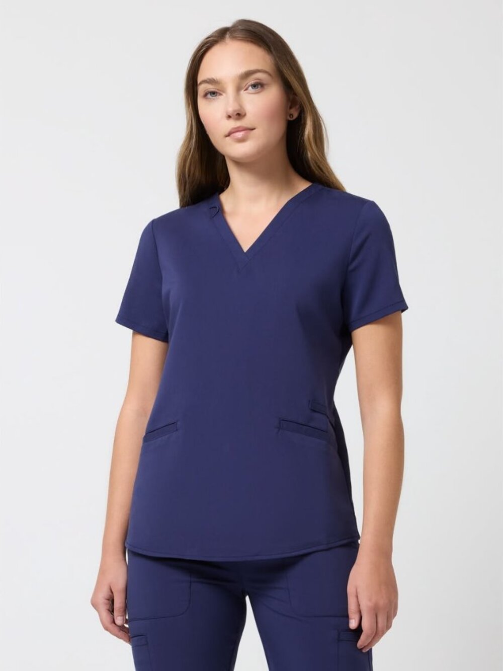 NWT Scrubstar Ultimate Women’s Antimicrobial Welt Pocket V-Neck Scrub Top-Indigo